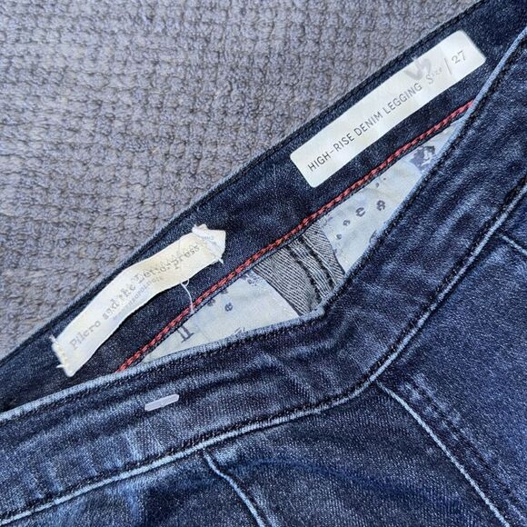 Pilcro Anthropologie High Rise Cropped Dark Wash Denim Legging Jeans Size 27 - Picture 4 of 5